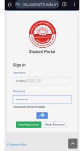 Samarth portal login page screenshot used for student login help